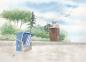 Preview: Postcard DIN-A6 Watercolor Maritime Art Print North Sea Föhr Lighthouse Beach Chair Ocean